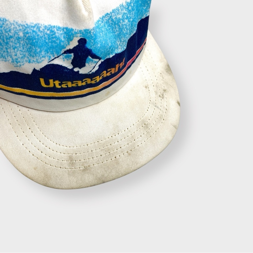 Vtg 80s 90s Utaaaaaah! Snapback Hat, Utah Ski Snow Trucker Hat, Thrashed Worn - Picture 7 of 7